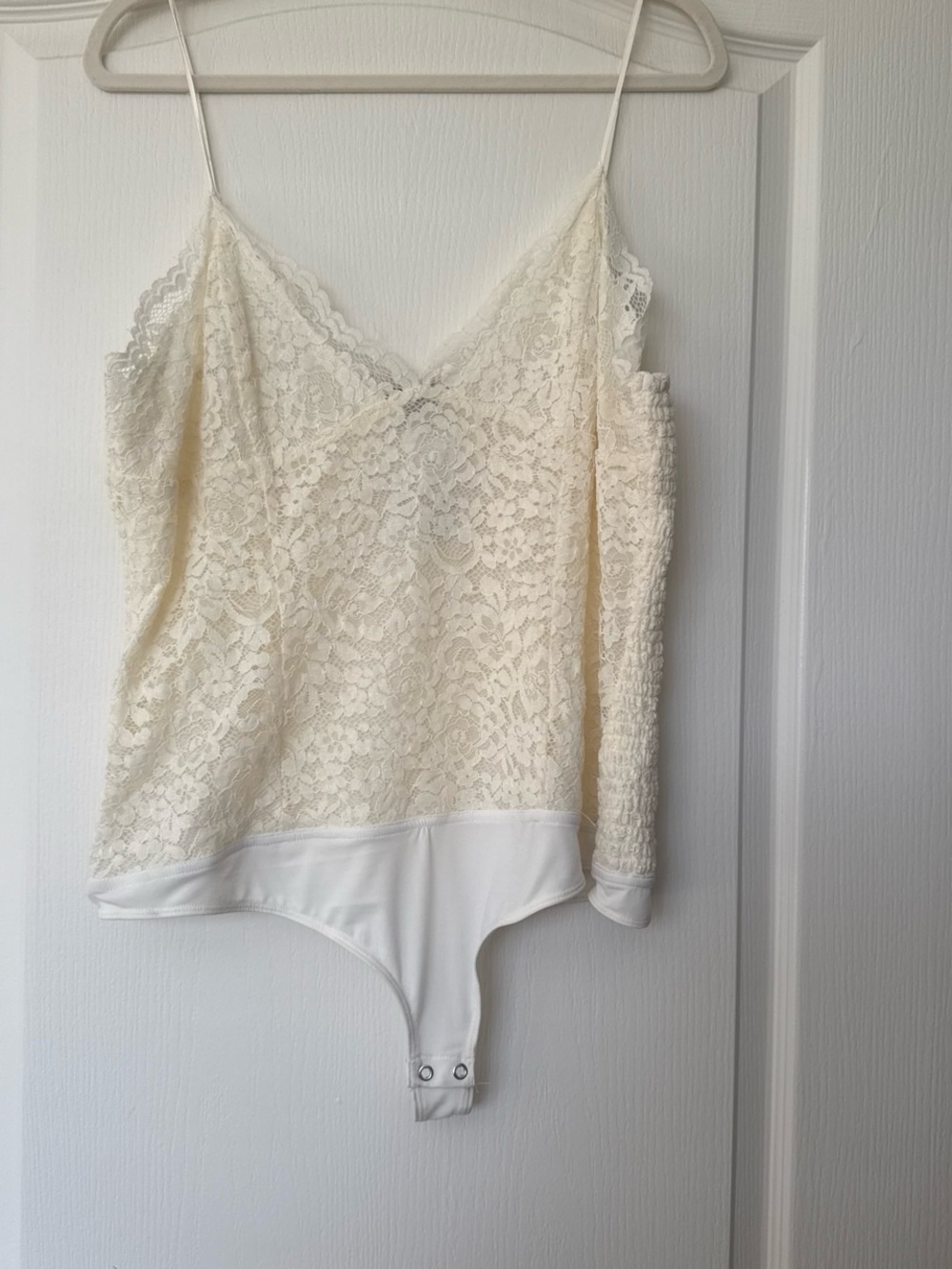 Express Lace Bodysuit Cami Top - Cream